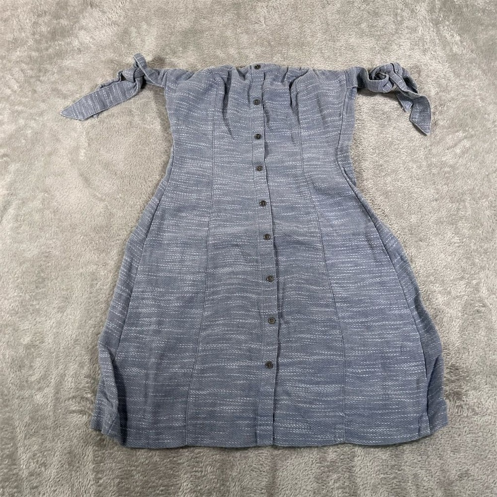 ASTR The Label Women's‎ Mini Dress XS Blue Off-The-Shoulder. Spring